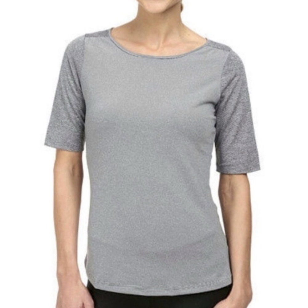 PrAna Gray Kaylin Fitted Performance Woman’s Shirt in Size Large.